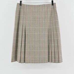 Brooks Brothers Womens Wool Plaid Skirt Size 10 Pleated Preppy Academia Lined